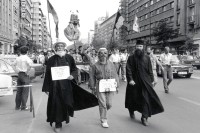 Image of sheet 19900520 photo 11: Die Gruppe der 'Golani's' an einem Protest Marsch der Hungerstreikenden Hungerstreik 'Greva foame' gegen die Regierung Ion Iliescus vom FSN in Richtung staatliches Fernsehgebäude. Bukarest Rumänien Rumania Romania 1990 05.90 √

The National Salvation Front (Romanian: Frontul Salvării Naţionale, FSN) was the governing body of Romania in the first weeks after the Romanian Revolution of 1989, subsequently turned into a political party. FSN is the common root of two of the three largest political parties in Romania today: the Social Democratic Party (PSD) and the Democratic Liberal Party (PD-L).