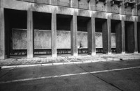 Image of sheet 19900710 photo 26: Das Reichsluftfahrtministerium (RLM) war ein Ministerium in der Zeit des Dritten Reichs. Für dieses Ministerium wurde 1935 ein monumentales Bürogebäude in Berlin errichtet, das seit 1992 Detlev-Rohwedder-Haus heißt und heute Sitz des Bundesministeriums der Finanzen ist.
Pater Noster Lift  DDR GDR Ost Berlin 1990
The Ministry of Aviation (German: Reichsluftfahrtministerium, RLM) was a government department during the period of Nazi Germany (1933–45). It is also the original name of a building in Wilhelmstraße in central Berlin, the capital of Germany, which now houses the Bundesministerium der Finanzen (German Finance Ministry).
 ehemaliger Arbeitsraum von Göhring. Kleiner Festsaal. Nr. 16
 Fanta und Coca Cola ! Kunst am Bau von Levandowski. Schnitt.
 Reichsadler im Brückengeländer.Elbe.? 
Markthalle am Alexander Platz. Eingang von Via Lewandovsky 1990 von Gruppe Atoperforationskünstler. Bild im Innern 'Lohn der Arbeit'.