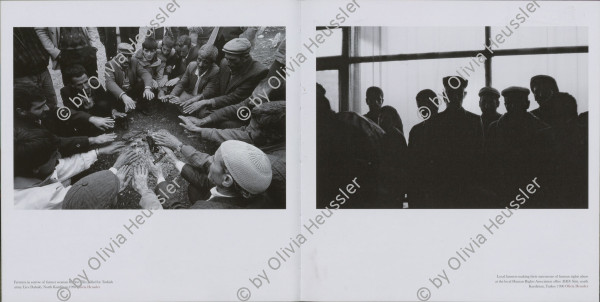 Image of sheet 19901010 photo 10: Die Bauern wärmen sich nach der Beerdigung ihre Hände über dem Feuer. Lice Türkei Kurdistan 12.90
fyer farmer warming up hands Kurds grave Turkey 
ohne Aufkleber


Aus: von Zeit zu Zeit Out of: from Time to Time
Kurdish peasents, warming their hands in sorrow during the funeral of Kudret Filiz (27) who had been killed by the Turkish army. Kudret had participated in a manifestation against the Turkish policy in Kurdistan an been shot.

Lice (pronounced [ˈlidʒe]), (Kurdish: Licê) is a Kurdish district of Diyarbakır Province in Turkey. The population is 9,644 as of 2010. It is located 90 km (56 mi) from the capital, Diyarbakır. 

Türkei Kurden Kurdistan Kurdish Turkey Turkish 1990 √

cover of: Kurds through the photographer's lens
http://www.amazon.com/Kurds-Through-photographers-Mark-Muller/dp/1904563864



book.