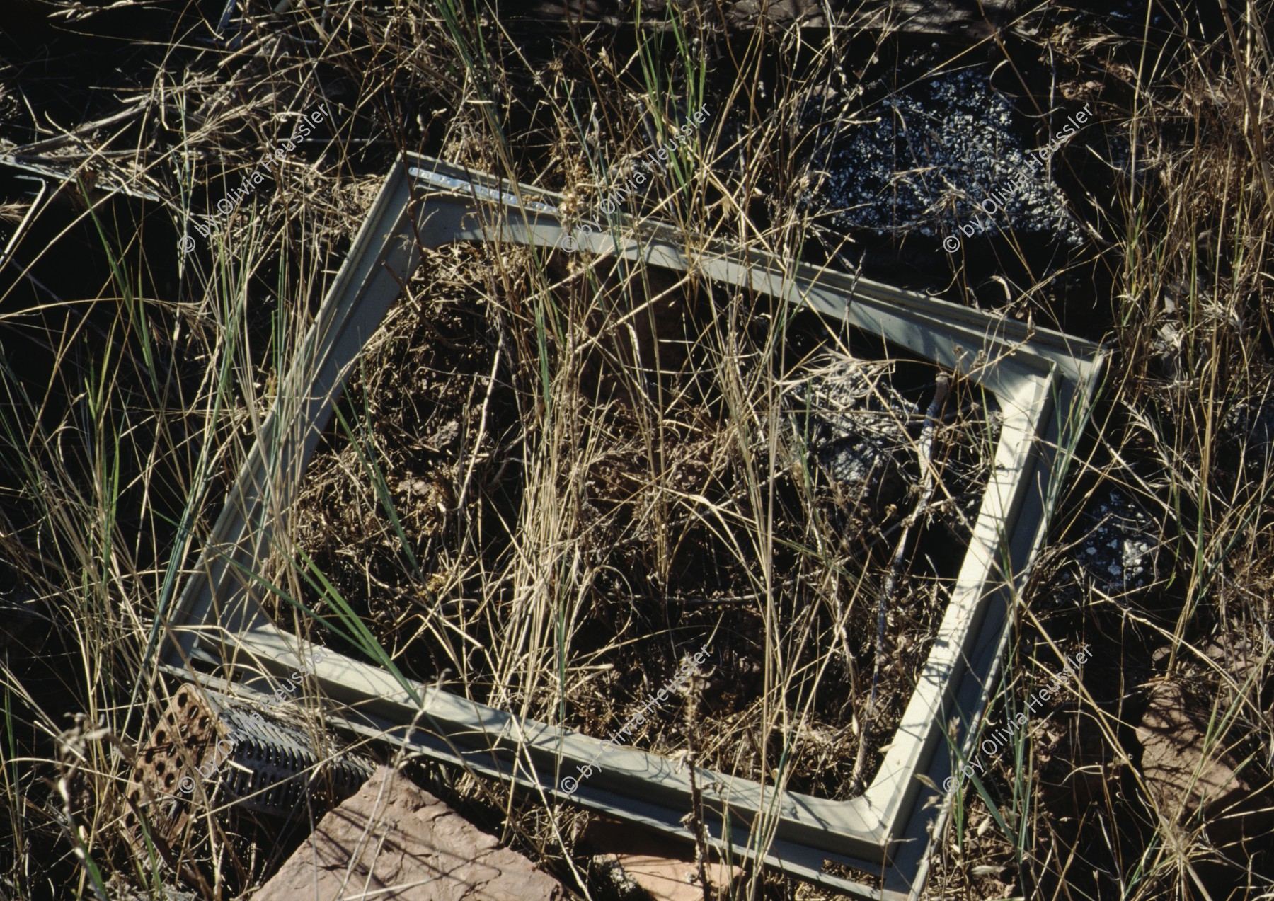 Image of sheet 19903000 photo 4: Von Gras ueberwucherter leerer Fernseh Monitor liegt auf der Erde, Frankreich 1990.

19903000 04
TV; Fernseher; Monitor; Gras; Erde; Medien; kaputt; zerstoert; defekt; leer; Rahmen

{