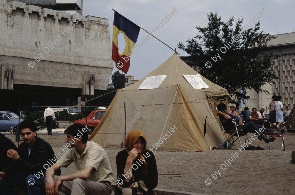 Image of sheet 19903002 photo 140: Illiescus vor Polizisten  in Brasov am 17. Mai 1990. Flowers in front of the policemen, from the fanatical part of the electoral rally of Iliescu.  

Protest; Blumen; Frauen; Polizei; Beamte; Maenner; Uniform; Brasov; Wahlen; 
Exhibition Bildbruchbild