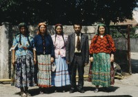 Image of sheet 19903002 photo 16: Ilie Mihai 2.nd from right, chief of one of the Gypsyes Parties in Rumania, and his family in front of their house. Europa
