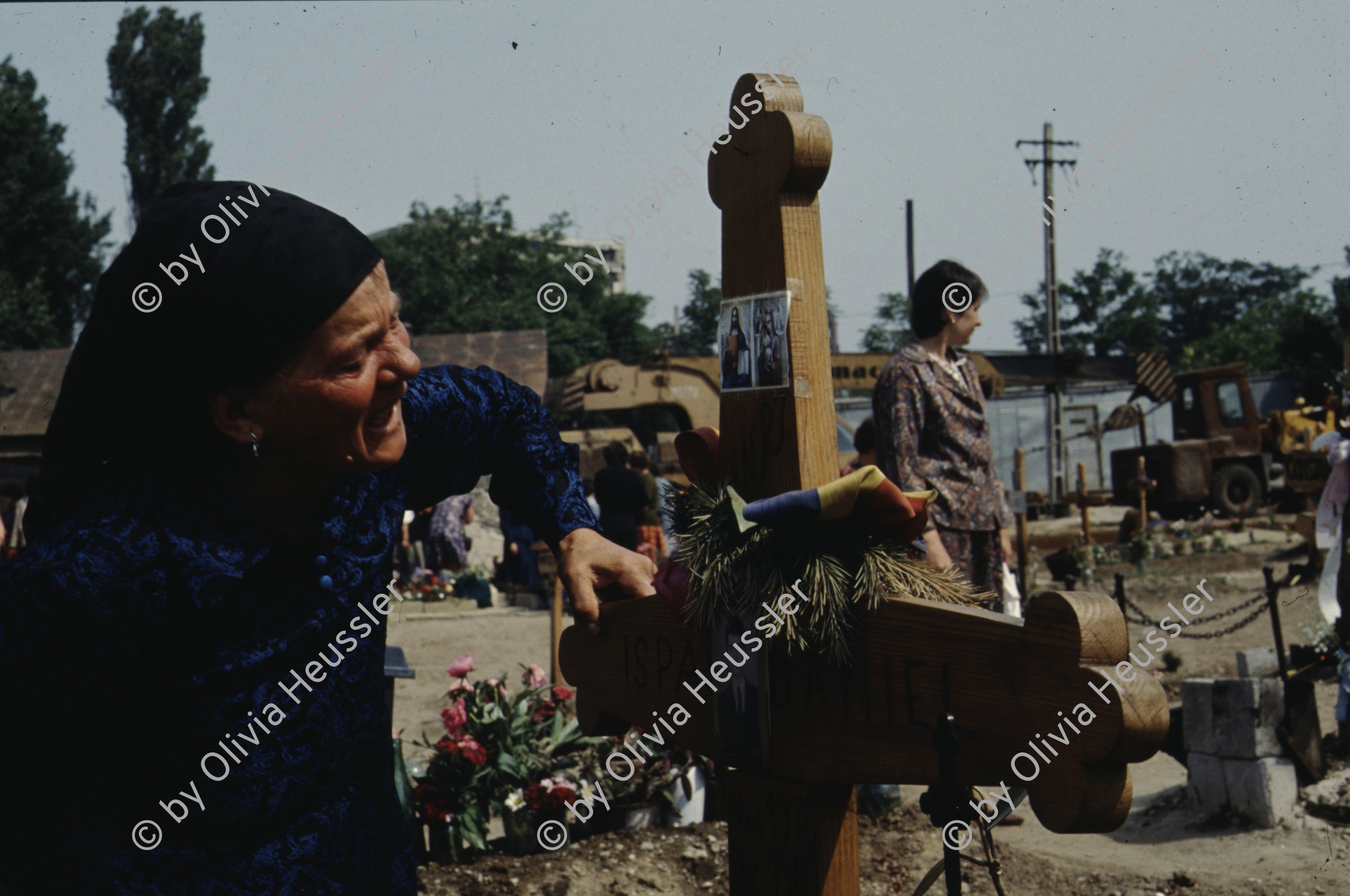 Image of sheet 19903002 photo 28: Angehörige des FSN (Frontul Salvari National) demonstrieren mit Blumen für die Unterstuetzung Ion Illiescus vor Polizisten  in Brasov am 17. Mai 1990. Rumaenien, Europa. // Flowers in front of the policemen, from the fanatical part of the electoral rally of Iliescu.  

19903002 12
Protest; Blumen; Frauen; Polizei; Beamte; Maenner; Uniform; Brasov; Wahlen; Iliescu; Demonstration
Rom Partei Wahlen Romanes
Zigeuner