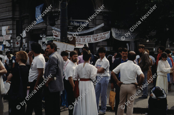 Image of sheet 19903002 photo 75: Angehörige des FSN (Frontul Salvari National) demonstrieren mit Blumen für die Unterstuetzung Ion Illiescus vor Polizisten  in Brasov am 17. Mai 1990. Rumaenien, Europa. // Flowers in front of the policemen, from the fanatical part of the electoral rally of Iliescu.  

19903002 12
Protest; Blumen; Frauen; Polizei; Beamte; Maenner; Uniform; Brasov; Wahlen; Iliescu; Demonstration
Rom Partei Wahlen Romanes
Zigeuner