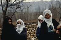 Image of sheet 19903004 photo 2: Beerdigung einer kurdischen Mutter und Bäuerin, Lice kurdische Türkei 1990.
Beerdigung in Dabulö. Die Tochter der getöteten Bäuerin Kudret Filiz, sitzt am Rande und schreit ununterbrochen bis ihr alle Glieder zu schmerzen beginnen. Als Mädchen dürfte sie nicht unter den Männer an der Beerdigung teilnehmen
