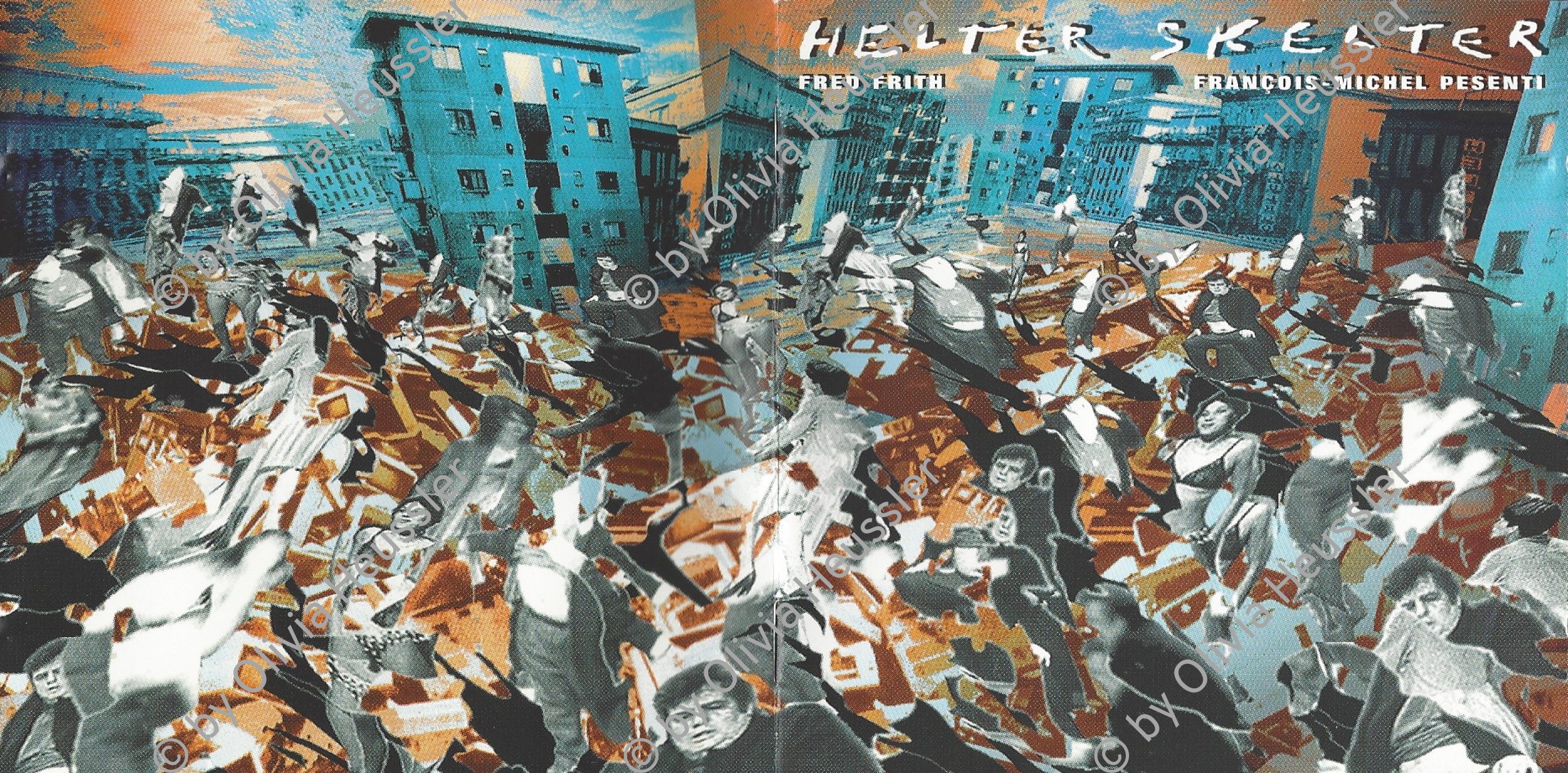 Image of sheet 19910080 photo 22: Gruppe Helter Skelter mit Zooopera (mit Fred Frith) in der Gessnerallee. Vorlage für CD von Peter Bäder. Zürich