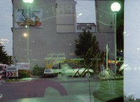 Image of sheet 19910410 photo 4: Doppelbelichtungen fälschlicherweise. Alte Trabant en auf Schrottplatz. Insekten Strassenwischer. Gebäude Mc Donalds Plakat Künstlerheim Bethanien DDR Kunst von Bob ? Gundula Schulze nackt filmt mich im Bett. Reichsluftfahrt Ministerium Kantine und Eingang. In Buchbinderei. Trabant mit Berlin kleber. Deutschland 1991 Art Artist photographer Photography car GDR east germany