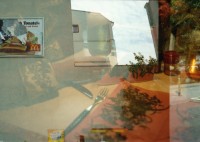 Image of sheet 19910410 photo 6: Doppelbelichtungen fälschlicherweise. Alte Trabant en auf Schrottplatz. Insekten Strassenwischer. Gebäude Mc Donalds Plakat Künstlerheim Bethanien DDR Kunst von Bob ? Gundula Schulze nackt filmt mich im Bett. Reichsluftfahrt Ministerium Kantine und Eingang. In Buchbinderei. Trabant mit Berlin kleber. Deutschland 1991 Art Artist photographer Photography car GDR east germany