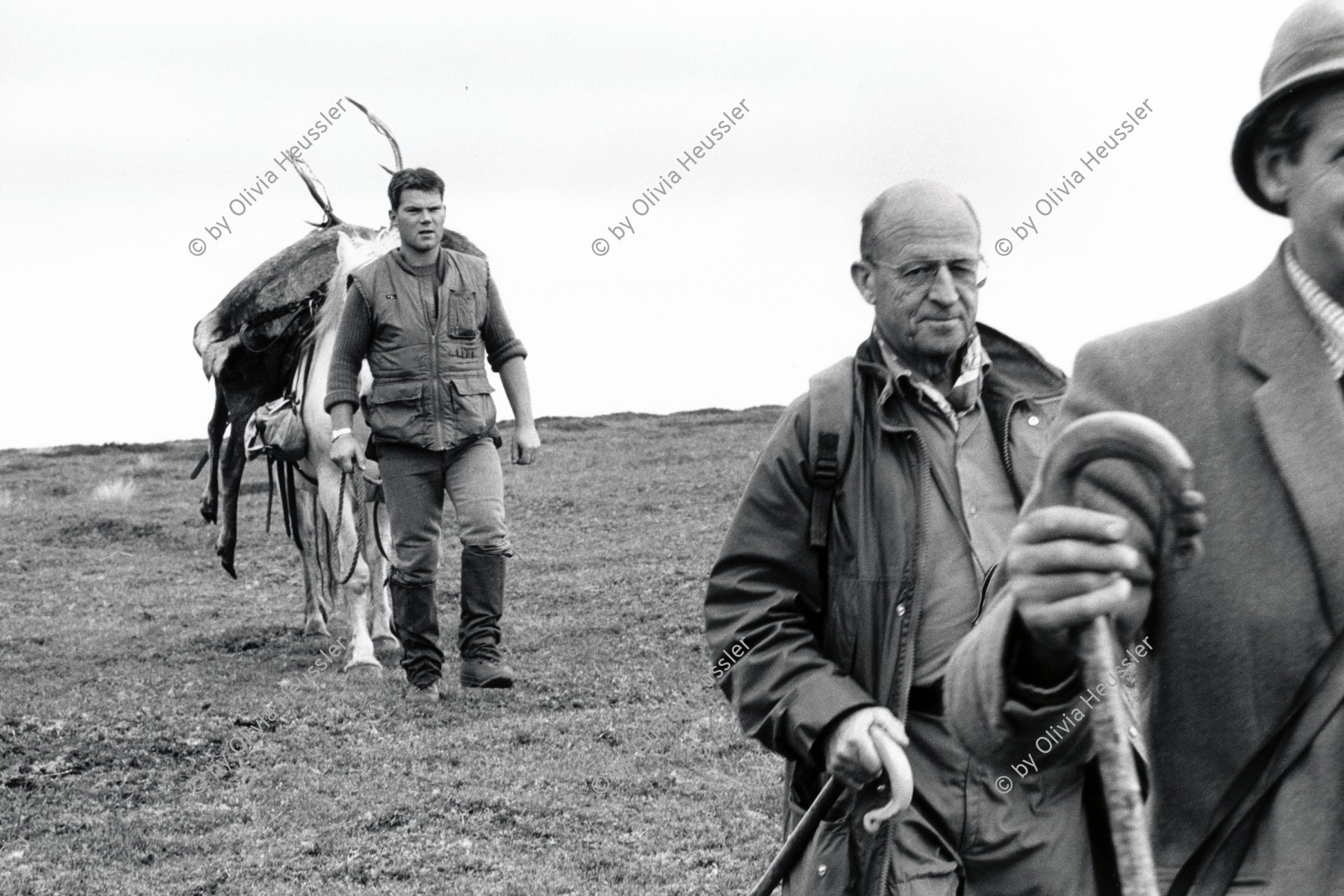 Image of sheet 19910730 photo 15: Hirschjagd in Schottland. 1991 √  deer hunting scotland hunter traditional man men sticks highland Vital Hauser Great britain