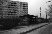 Image of sheet 19920100 photo 36: Im Dorf Dolmi Bojanovice.Eine alte Bäuerin. Der Weinbauer Franz Kubena. Im Weinkeller. In einer Sprays gegen die Romas: 'Die Schwarzen ins Gas'. An einer Bushaltestellein Hodonin. Only for White. lautsprecher und Totenfahne. 1992 Tschechien