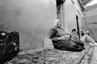 Image of sheet 19920310 photo 5: Eine Angehörige der El Akra Familie im Jabalia refugee Camp und ein Besucher der Familie. Gazastreifen 04.92 Palästina family mother hairscarf woman young man arbeitslos jobless palestinian 
Out of Jerusalem Jenseits von Jerusalem page: 101  
Palestinian family at their home in 'Jabalia Camp' Gaza,  05.92 Palestine
Jabalia Camp (Arabic: مخيّم جباليا‎) is a Palestinian refugee camp located 3 kilometers (1.9 mi) north of Jabalia. The refugee camp is in the North Gaza Governorate, Gaza Strip. According to the Palestinian Central Bureau of Statistics, the camp had a population of 93,455 in mid-year 2006  √
ohne Aufkleber
RC Print returned by Libération, Paris 2015