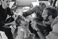 Image of sheet 19920410 photo 3: Der jüdisch-israelische Arzt Ralf Guggenheim betreut in den mobilen Kliniken ein 
palästinensisches herzkrankes Mädchen. Anabta. Personal von CSS heute Medico International Jochi Weil unterstütztes Projekt Anabta. Gesundheitstage 
The jewish Israeli doctor Ralf Guggenheim treats a girl with heart problems in the mobile clinic, organized by the AIPPHR. Anabta. Medical help asistance occupied territories Human rights care √

Anabta (Arabic: عنبتا‎) is a Palestinian town in the Tulkarm Governorate in the northern West Bank, located 9 kilometers east of Tulkarm. According to the Palestinian Central Bureau of Statistics, Anabta had a population of 7,329 inhabitants in 2007.[1] Anabta is administered by a municipal council and is one of the oldest municipalities in the Tulkarm Governorate.[2] The town has an urban area of about 1,300 dunams. Most of its exterior lands are planted with olives, figs and almonds or covered by forests. Water is provided by five underground wells, with distribution supervised by the town's municipality