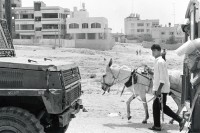 Image of sheet 19920450 photo 15: Die israelischen Soldaten eines Artillerie-Bataillons. der Soldat suvht die Gegend nach jungen PalästinenserInnen ab. Noch immer herrscht nächtl. Ausgehverbot.

Military Patrol Israeli occupied territory Gaza Strip Palestine Al Shate Refugeecamp Refugees 1992 √ army civilian refugee and animal soldier human rights
Aus: Out of Jerusalem / Jenseits von Jerusalem page: 95
Israeli soldiers patrolling the Al shate camp. There is a curfew every night.
Israeli patrol in occupied territories in Gaza.

zurück von Libération, Paris 2015
«Counter-power» Altkirch 2017