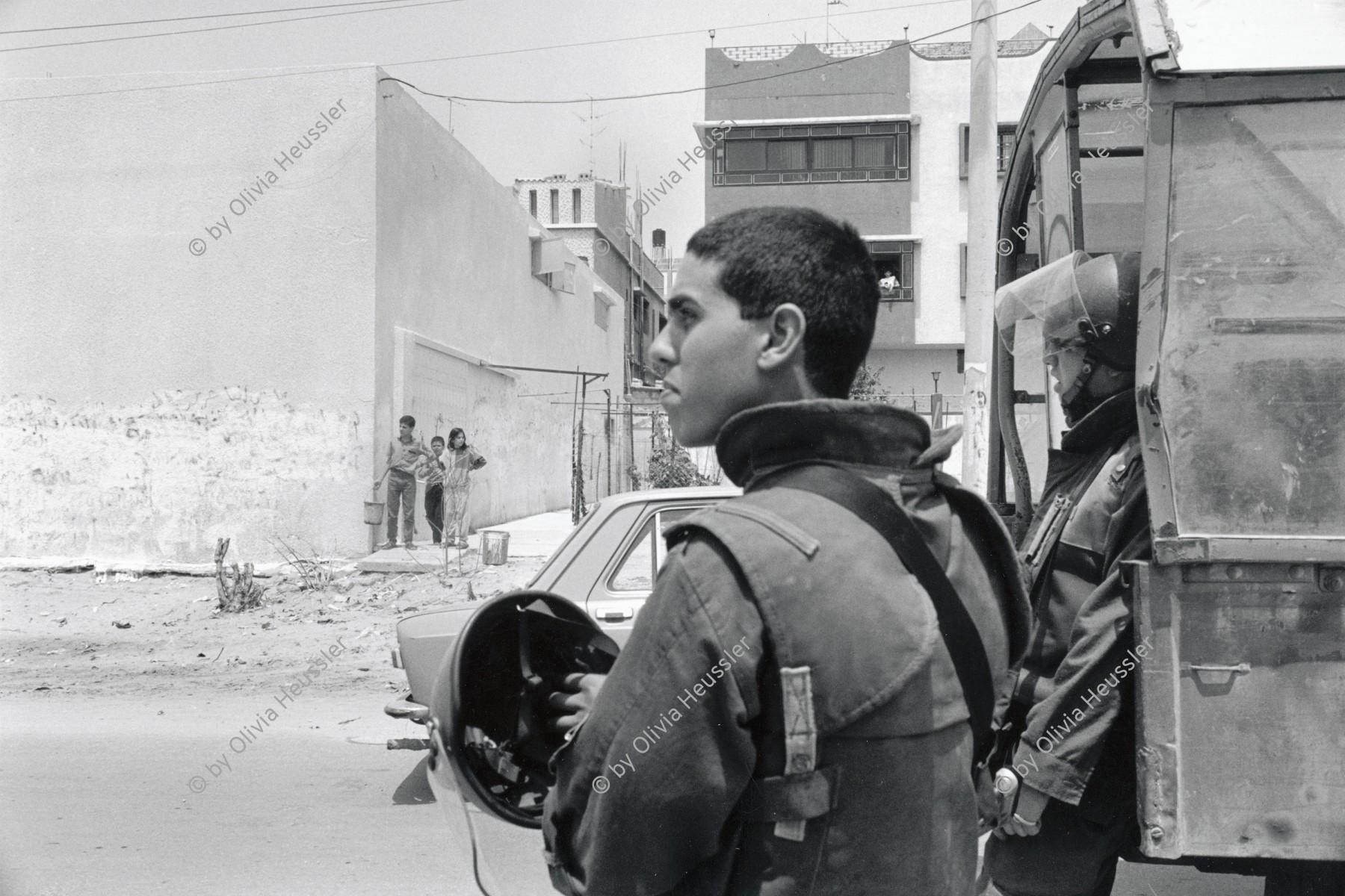 Image of sheet 19920450 photo 24: Israeli army on military patrol in Al-Shate Refugee camp. Gazastrip Palestine 1992.