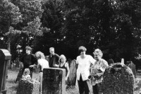 Image of sheet 19920550 photo 30: Im jüdischen Friedhof in Lengnau stehen alte Grabsteine die von alten Bäumen verschlungen werden. Grabstein mit Hebräischer Inschrift. Lars Müller mit seiner Tochter Hanna und Regula. Beat Wismer Heide und Töchter und Ruth Guggenheim Heussler vor Grabstein von Alis Guggenheim 1896-1958 Kanton Aargau cementery jewish hebrew grave grab stone 1992 √

Lengnau is a municipality in the district of Zurzach in the canton of Aargau in Switzerland.

It is notable for being one of two villages where residence was permitted for Swiss Jews between 1633 and 1874. Lengnau's synagogue is listed as a heritage site of national significance.