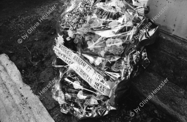 Image of sheet 19920640 photo 8: The three Irani - Kurds shot in Berlin, are burried in the Central Cemetery of Paris, Père Lachaise. Dr. Sadegh Sharafkandi (middle) was the Leader of the Iran Kurdish Democratic Party. Paris 27.09.92 Kurds france Frankreich 1992