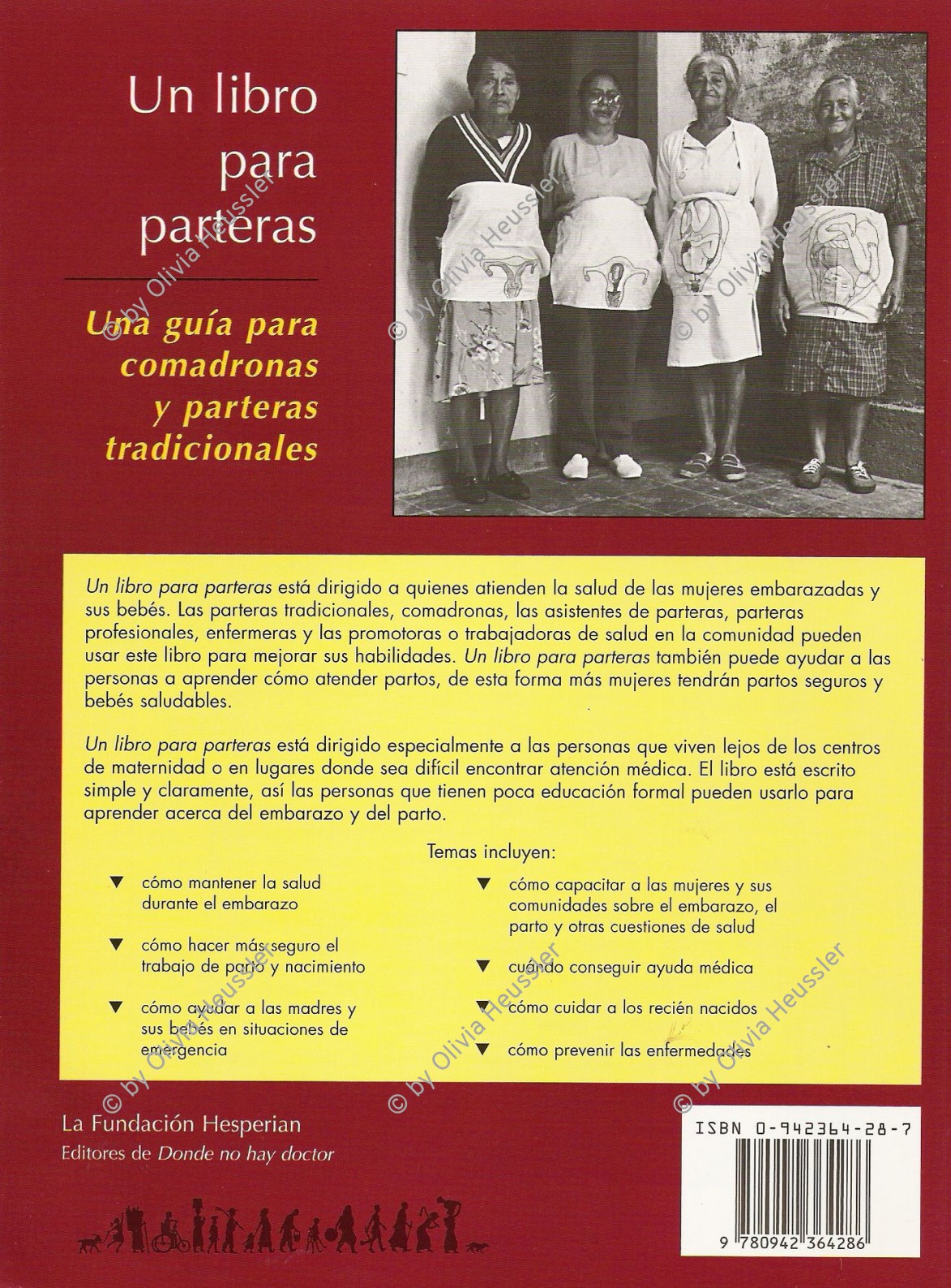 Image of sheet 19930740 photo 29: Hebammen im Zentrum für natürliches Gebären tragen Schürzen zur Ausbildung. Geburt Frauen Esteli. Nicaragua 08.93 1993 √ Gesundheit health center women birth healer Parteras
Midwifes with instruction-aprons on.

Las matronas de la «Casa del parto natural». De izqda. a dcha.:
Eduviges María Gutiérrez, seguida de la fundadora, Alicia Huete (Mama Licha),
Lidia Lira Arauz y Esther Mairena Mairena. Estelí, 1993 The midwives of the Home for Natural Childbirth: (l. to r.): Eduviges María Gutiérrez, the founder Alicia Huete (Mama Licha), Lidia Lira Arauz, and Esther Mairena Mairena. Estelí, 1993

gerahmt framed with passepartout 37 x 52 cm