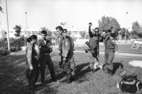 Image of sheet 19931230 photo 28: Israelische Soldaten sind in der jüdischen Siedlung Neve Deqalim stationiert. Gazastreifen. 11. 1993 √ jewish settler settlement Military Army Israeli soldier in Gaza strip Palestine occupied territory 

Neve Dekalim (Hebrew: נְוֵה דְּקָלִים) (lit. "Oasis of Palms") was an Israeli settlement and a community in the Gush Katif settlement bloc in the Gaza Strip. It was founded in 1983 after the Israeli withdrawal from the Sinai Peninsula, on uninhabited sand dunes. Neve Dekalim served as a regional center for the Gush Katif region and was the seat of the Hof Aza Regional Council. It was located between the former Egyptian town of Khan Yunis and the Mediterranean Sea. ]Neve Dekalim was evacuated in August 2005 as part of Israel's unilateral disengagement plan. It was turned into a terrorist training camp by Hamas.