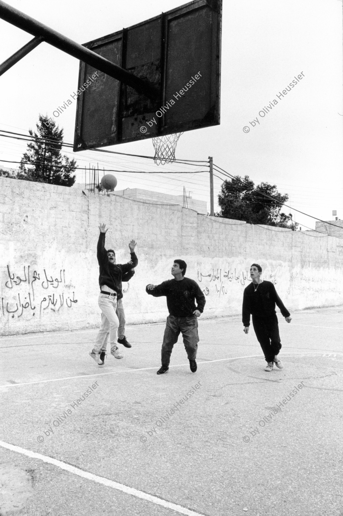 Image of sheet 19931240 photo 25: In einer Schule für Christen in Ramallah, Westbank, Palästina. 11.93

Playing basketball in a school for christian arabs in Ramallah Palestine 

© 1993, Olivia Heussler √