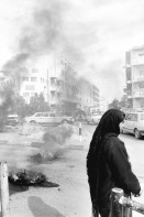 Image of sheet 19931250 photo 18: Strassensperren während der Geburtstags Demo für Georges Habash's PLFP. Ramallah, Westbank 12.93 √ 1993 Protest against Israeli occupied territory Palestine Women Mother Woman arab muslim Palestinian
protest tear gaz
