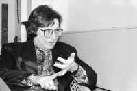Image of sheet 19931280 photo 4: © 1993, Olivia Heussler / www.clic.li
Nomi Chassan ist Knesset Abgeordnete der Meretz Partei. Jerusalem  Israel Palestine 12.  1993 √
women woman politics politik NIF
Noami Chazan (Hebrew: נעמי חזן‎ (1946) is an Israeli academic and politician. Chazan is president of the New Israel Fund.