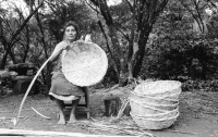 Image of sheet 19940420 photo 33: Doña Juana Catalina (62) hat sechs  Kinder und stellt seit sie 8 jährig ist Körbe für die Kaffee Ernte her, Nicaragua 1994. Habe drei für Pantasma gekauft. Nicaragua 1994