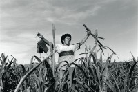 Image of sheet 19940570 photo 11: gerahmt framed passepartout 37 x 52 cm
«El Chagüitillo», Sébaco, Dpto. de Matagalpa, 1994

Otilda Mendoza verjagt die grünen kleinen Chocoyo/Papageien (Brotogeris jugularis) aus dem Hirsefeld, Sebaco Nicaragua 1994.
Aus: «Der Traum von Solentiname» EPF, Zürich 
«El Sueño de Solentiname» IHNCA Managua p.165