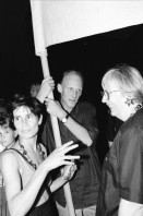 Image of sheet 19950360 photo 26: Antikriegs-Kundgebung auf dem Münsterplatz mit  Dieter Oswald und Josi Meier, Zürich 1995.