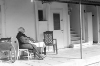 Image of sheet 19960070 photo 21: Pensioner and founder of the Kibbutz Ma'abarot makes siesta in the winter sun
Kibbutz Maaborot Israel 1. 1996 √ women retired 

Ma'abarot is a kibbutz in Israel. Founded in 1932, today it has a population of approximately 850 people, and is under the jurisdiction of Hefer Valley Regional Counci