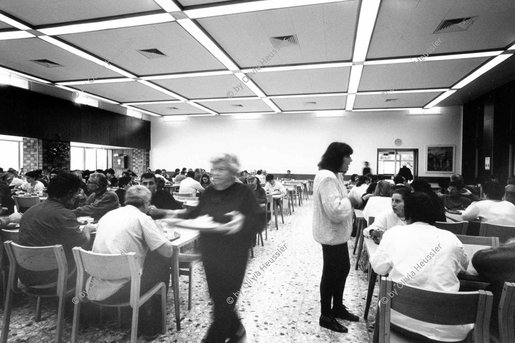 Image of sheet 19960100 photo 5: Leute Im Esssaal. 
People in a dininig room at noon.

Kibbutz Maaborot. Israel 01. 1996 √
Ma'abarot is a kibbutz in Israel. Founded in 1932, today it has a population of approximately 850 people, and is under the jurisdiction of Hefer Valley Regional Council.
ONE TIME NON EXCLUSIVE EDITORIAL RIGHTS ONLY- NO ARCHIVING-NO THIRD PARTY DISTRIBUTION

© 1996, by OLIVIA HEUSSLER / www.clic.li