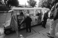 Image of sheet 19960110 photo 36: Kibbutz Maaborot Tochter von Dan Maas am Telefon zu Hause. zeigt uns Schutzraum. Anbau für Kinderzuwachs Kindergarten sitzplatz mit Schrottspielzeugen Im Speisesaal für die Kinder Esstisch Kids Spielzeugauto gestell. Kleinbus für Rentner Innen 21 mm Leica M6 Israel 1996

Pensioners abandon their self-developed mobile transport

Ma'abarot is a kibbutz in Israel. Founded in 1932, today it has a population of approximately 850 people, and is under the jurisdiction of Hefer Valley Regional Council.