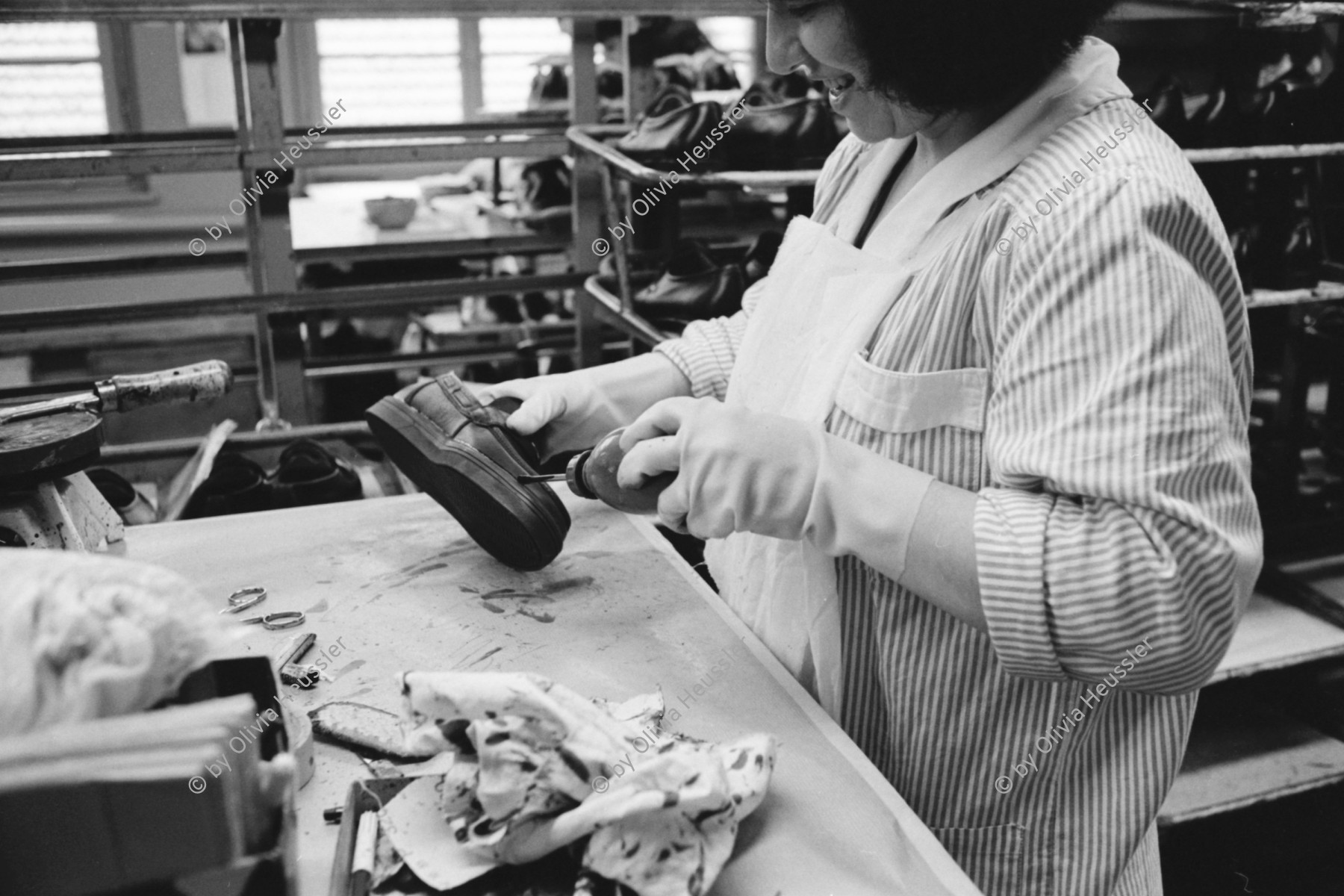 Image of sheet 19960340 photo 36: Arbeit am Fliessband. Schuhfabrik Bally, Stabio, Schweiz. 05.96

Schuhfabrik Bally Stabio Kanton Tessin Svizzera
Canton Ticino Switzerland 1996
woman work shoes shoefabric © 1996, Olivia Heussler
AEHMO √