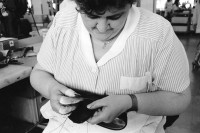 Image of sheet 19960360 photo 4: Frauen Handarbeit  bei Bally
Schuhfabrik Bally in Stabio, Ticino Tessin Schweiz. 20.05.96  1996 Shoes factory south Switzerland business manufactor √ women woman work working 

Schuhfabrik Bally Stabio Kanton Tessin Svizzera
Canton Ticino Switzerland 1996
woman work shoes shoefabric
AEHMO © 1996, Olivia Heussler