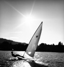 Image of sheet 19960680 photo 11: Laser am Segel-Training auf dem Zürich See, Schweiz 1996. 
Segeln yachting sailing sport laser class lake Zürich 
ASVZ-Junioren Laser Training auf dem See.
swiss Switzerland Schweiz Europe sport 6 x 6 Hasselblad s/w b&w