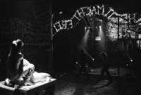Image of sheet 19960810 photo 25: Akko Theater
Das Akko Theater Zentrum zeigt 'Arbeit macht frei vom Toitland Europa' Smadar Yaaron und Halded Abu Ali in der Schlussszene. Zürich 08.96 1996 
© 1996, Olivia Heussler