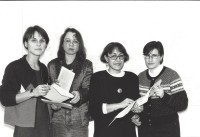 Image of sheet 19970020 photo 12: Frauen Informations Zentrum FIZ Frauen Portrait
Brigitte Schmid, Eva Danzl, Maritza Le Breton und Carminha Pereira
FIZ Advocacy and Support for Migrant Women and Victims of Trafficking 
Zürich Kreis fünf 5, Switzerland Europe Group 1997
© 1997, Olivia Heussler √
FIZ zurück