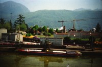 Image of sheet 19970040 photo 1: Swiss Miniature in Melide mit Polin Zug kompositionen Gleis Bahnhof Longines IKRK Genf Hauptsitz Polin Grossmünster EidechseBotta Zelt 1991