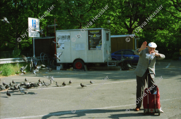 Image of sheet 19980200 photo 29: Imhofstr. Baugenossenschaft Verwaltung.
Zentrum Hardau Tauben gefüttert Kinder Gruppe