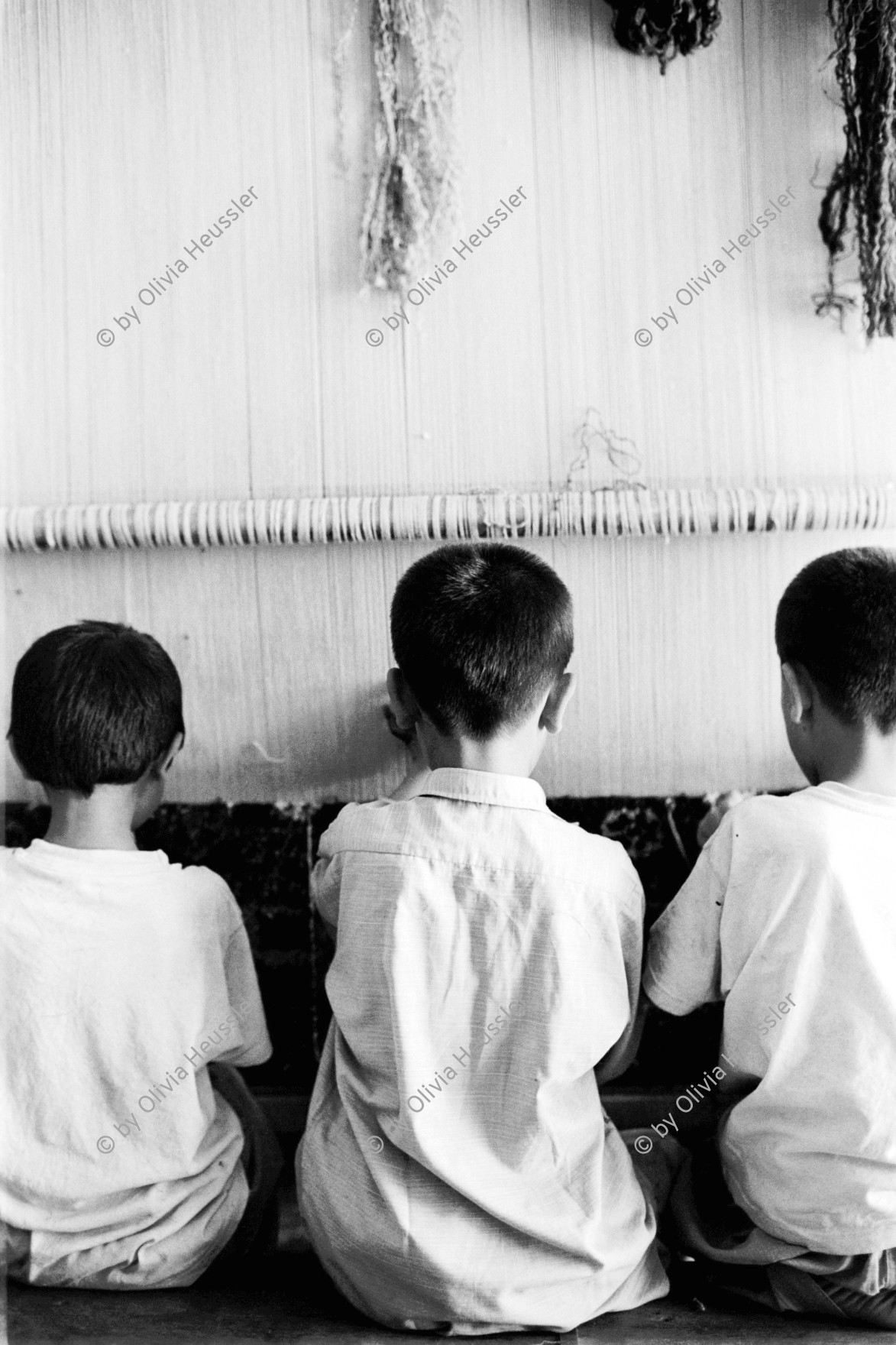 Image of sheet 20010076 photo 14: Hazara Kinder an der Arbeit beim Teppich-Knüpfen, Mehr Abad, Quetta Pakistan 2001.

Kinderarbeit
Hazara children boys at work in the carpet production. childlabor labour

Hazāra (Persian: هزاره‎) are a Persian-speaking people who mainly live in central Afghanistan. They are overwhelmingly Twelver Shia Muslims and comprise the third largest ethnic group of Afghanistan, forming about 9% (according to other sources up to 19%) of the total population. More than 650,000 Hazara live in neighbouring Pakistan (mostly settled in Quetta) and an estimated one million in Iran. √

ONE TIME NON EXCLUSIVE EDITORIAL RIGHTS ONLY- NO ARCHIVING-NO THIRD PARTY DISTRIBUTION

© 2001, by OLIVIA HEUSSLER / www.clic.li