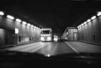 Image of sheet 20020870 photo 19: Eingang Autotunnelportal Nord Tunnel Verkehr Lastwagen Ausgang Sued Leventina Kanton Ticino Aus dem Nobelhotel 'Posta' in Piotta wurde ein Behindertenheim nr. 33 27-34