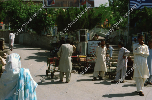 Image of sheet 20030050 photo 6: Murree ist eine Kleinstadt in der Provinz Punjab in Nord-Pakistan
Kinder mit farbigen Ballonen Hotel alter Mann und Schimmel weisses Pferd steht am Eingang Blecksoldaten zum abknallen mit dem Luftgewehr Spiel alte Bäume