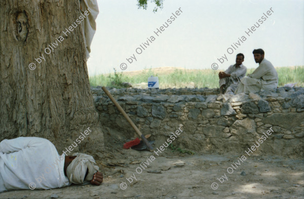 Image of sheet 20030120 photo 22: Sirkap (Urdu: سر کپ) is the name of an archaeological site on the bank opposite to the city of Taxila, Punjab, Pakistan. The city of Sirkap was built by the Greco-Bactrian king Demetrius after he invaded ancient Pakistan around 180 BC. Demetrius founded in the northern and northwestern Indian subcontinent (modern day Pakistan) an Indo-Greek kingdom that was to last until around 10 BC. Sirkap is also said to have been rebuilt by king Menander I. Wasserbrunnen, Mauern Mann im Schatten restauriert In den Stupas Nr. 14a wurden die Mönche eingeäschert. Männer baden schwimmen Khanpurkanal in einem Wasserkanal der Wasser nach Islamabad bringt. Eine Familie recycles sammelt Petflaschen und Abfall.