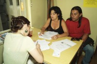 Image of sheet 20051201 photo 3: At CODEPU, victims of human rights violations register for compensation from the President Allende Foundation based in Madrid.
Santiago de Chile 
La Corporación de Promoción y Defensa de los Derechos del Pueblo – CODEPU-
für Uno Hochkommissariat gegen die Folter human rights Menschenrechte Folteropfer Pinochet 

La Corporación de Promoción y Defensa de los Derechos del Pueblo – CODEPU- es una organización no gubernamental de Derechos Humanos fundada durante la dictadura militar, el 8 de noviembre del año 1980. Desde hace 30 años asiste a las víctimas y los familiares de las víctimas de violaciones a los derechos humanos y lucha contra la impunidad.