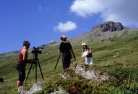Image of sheet 20060725 photo 2: Tobias Dengler beim Dreh für Freiheitsfieber von Susanne Eigenheer, Alp Neaza, Graubünden 2006.