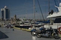 Image of sheet 20120701 photo 689: Motoryacht und Motorräder im Hafen von Odessa, 2012.