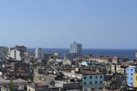Image of sheet 20140220 photo 91: Sicht über die Altstadt mit Hochhaeuser und Wohnblocks aufs Meer Richtung Nordwesten, Habana Cuba 2014.