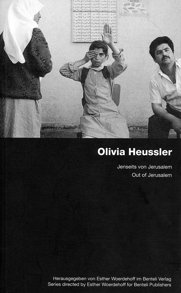 Image of "Out of Jerusalem": The Zurich Photographer Olivia Heussler has documented and traveled throughout the Israeli occupied territorries, the West Bank and the Gaza strip since 1980. After her most recent trip she concludes: «Despite the current peace negotiations the rift between the Israelis and the Palestinians has become wider.» For the inhabitans beyond Jerusalem, Israeli policy has disastrous social consequences. Strong opposition has arisen even in Israel. Olivia Heussler belongs to the young generation of concerned photographers. She does not show the spectacular events; her pictures subtly document the consequences of political struggles on the private sphere of live, where history is felt most strongly.