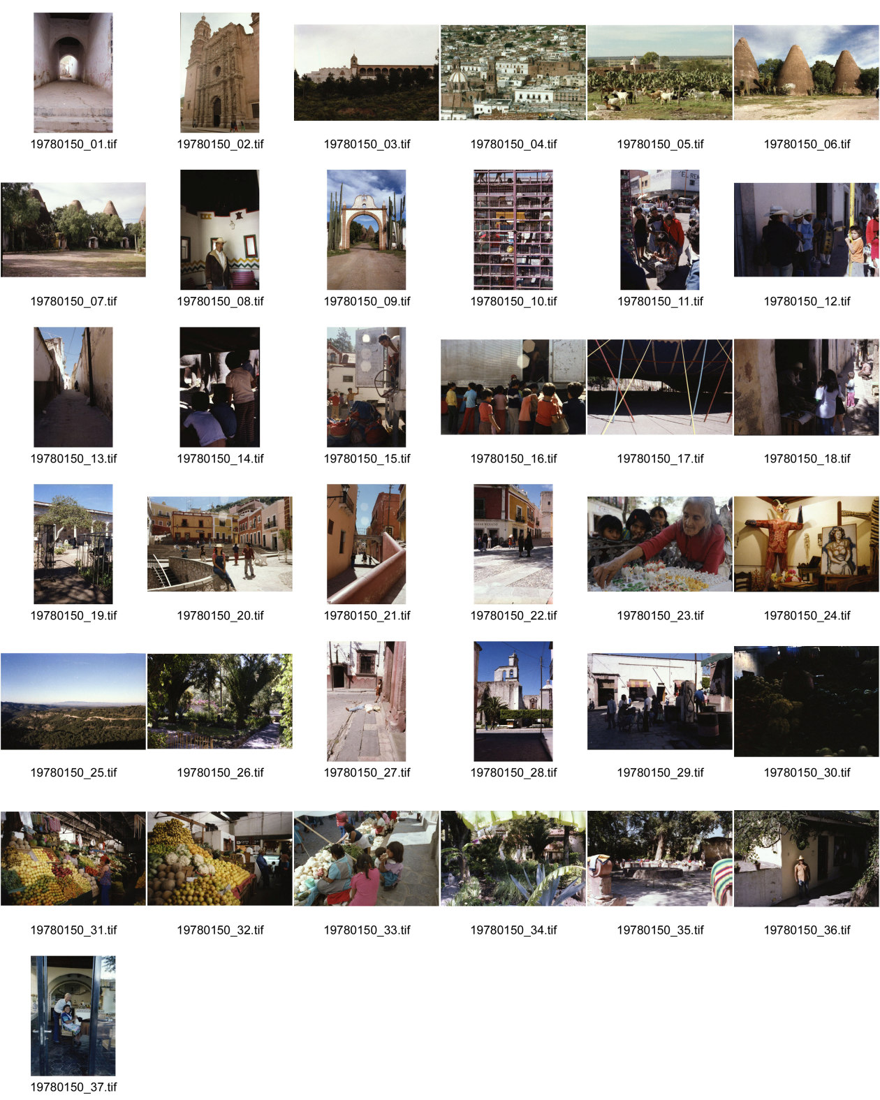 Image of sheet 19780150: Gebäude, Menschen, Markt, Dörfer, Kathedrale, San Miguel de Allende Mexico, 1978.
Schauspieler (La grande Illusion) Robert Florian mit einer Empleada Angestellte Frida Kahlo Haus ihr Zimmer Dia del Muerto Tag der Toten eine Frau verkauft kleine Skelette aus Zucker San Miguel de Allende Markt Betrunkener liegt auf der Strasse