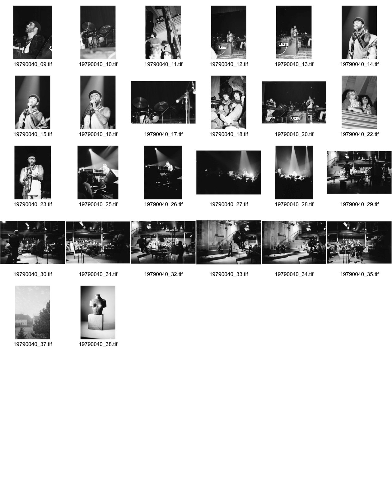 Image of sheet 19790040: Konzert mit Lucio Dalla im Volkshaus.Aufnahmen im TV- Studio. Sculptur von Alis.