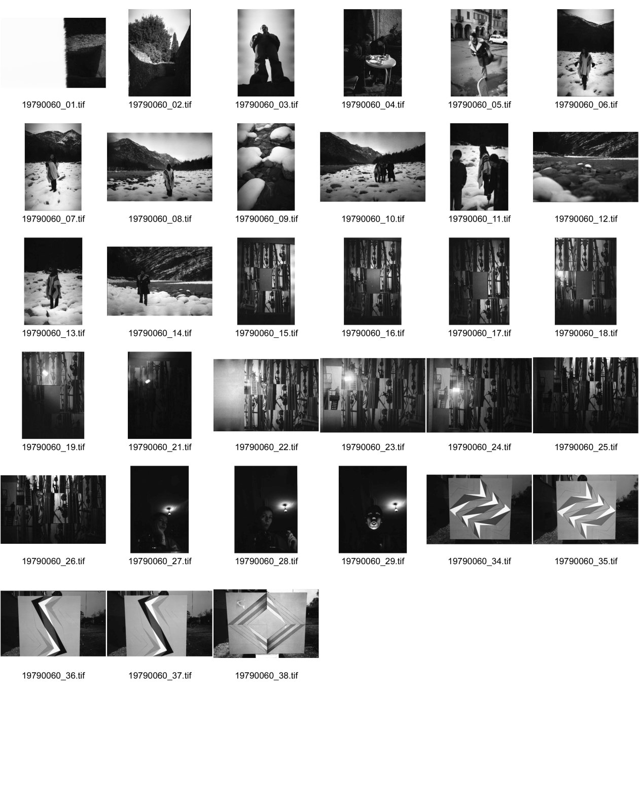 Image of sheet 19790060: Maggiatal Gordevio Tessin Ticino : Esther Christine Schnee Fluss Maggia. Repro Oelbohrturm New Orleans USA 1979 Nordamerika/ Bilder von Hey Heussler in Zürich, Rolf Meier. Selbstportrait Olivia mit Kunstlicht in Zürich